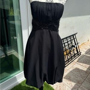 ECI Black Strapless Dress with beads
